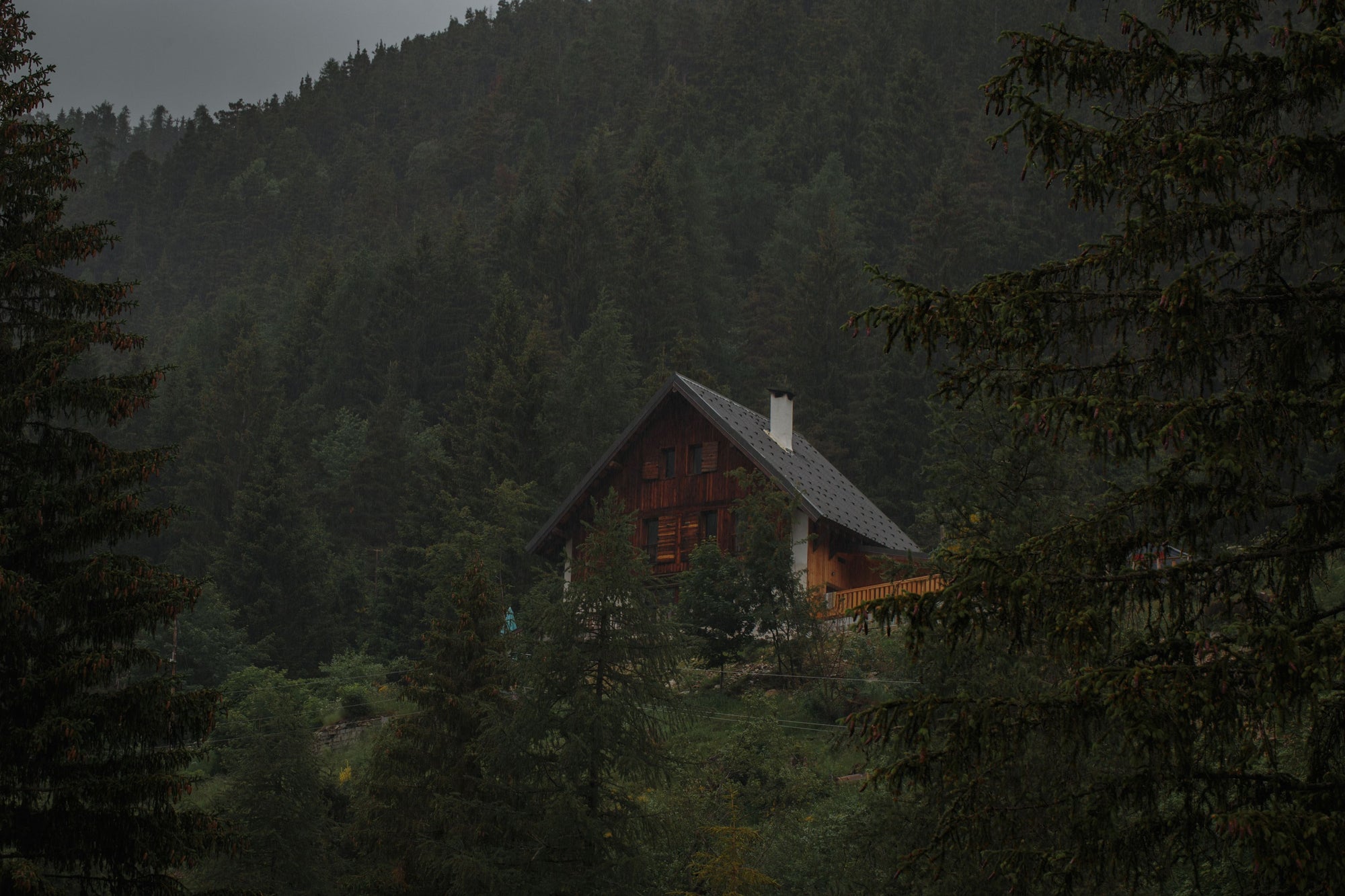 a-frame-wood-cabin-in-forest - Bison Rover