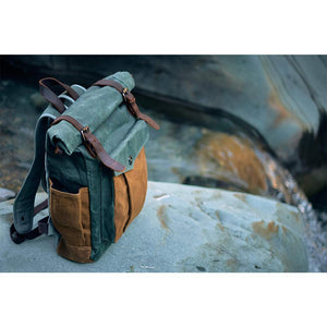 Waxed Canvas Roll Top Backpack - Bison Rover