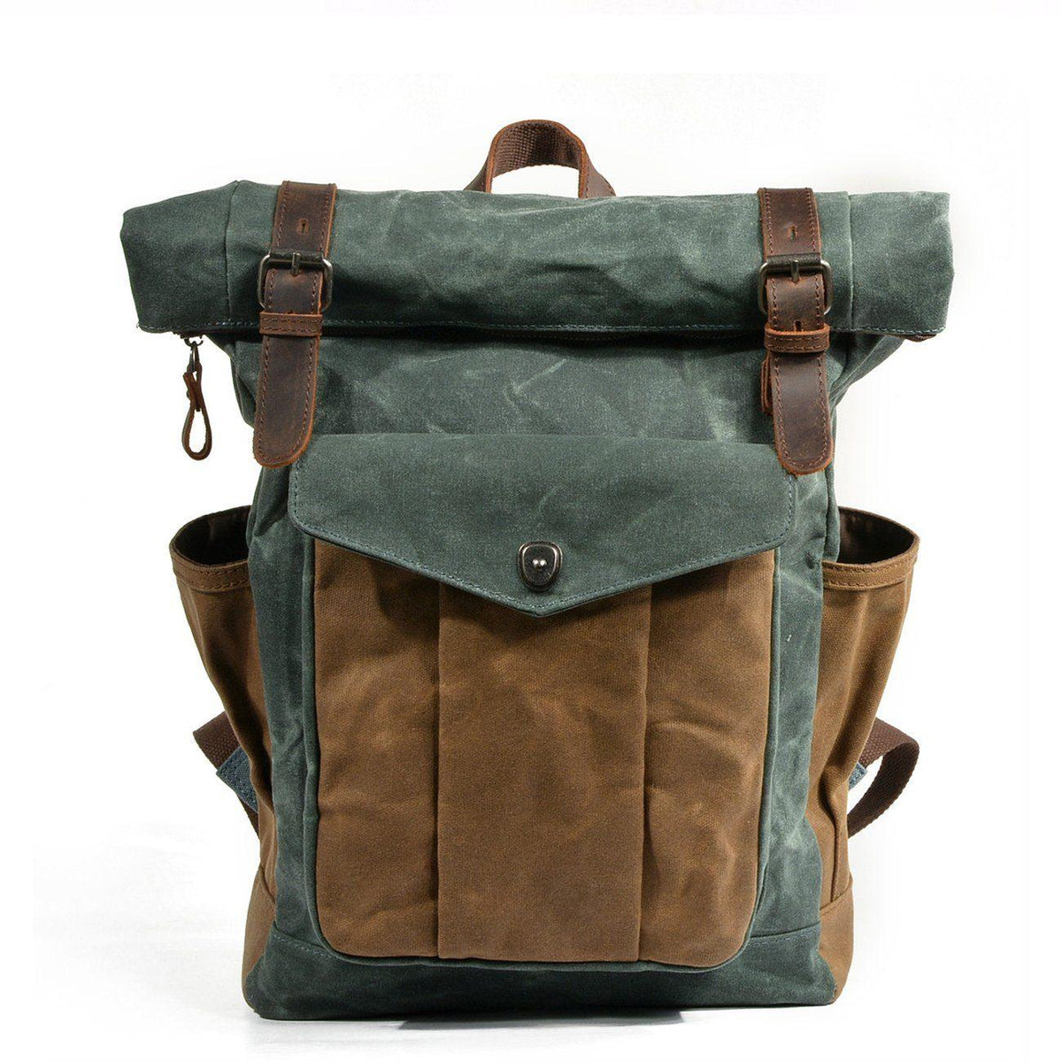 Waxed Canvas Roll Top Backpack - Bison Rover