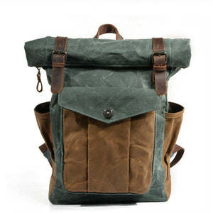 Waxed Canvas Roll Top Backpack - Bison Rover