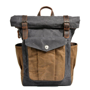 Waxed Canvas Roll Top Backpack - Bison Rover