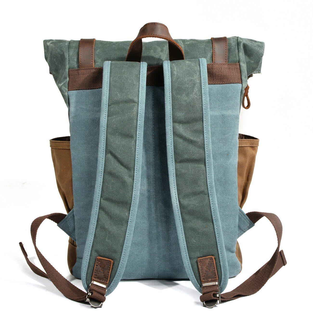 Waxed Canvas Roll Top Backpack - Bison Rover